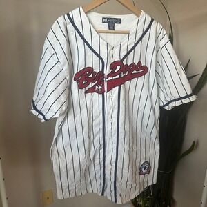 Big Dogs Baseball Jersey XL White Blue Pinstripe Vintage Graphic Shirt X-Large